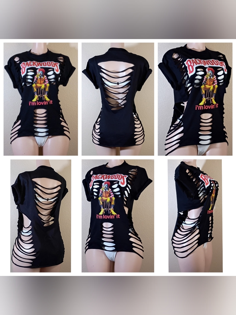 Black Custom  Distressed Graphic Tshirt